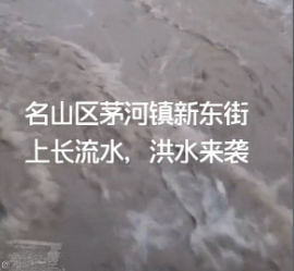 四川雅安名山一乡镇发大水